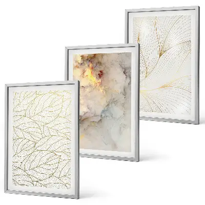 Composição de quadros moderna com padrões de folhas em mármore abstrato