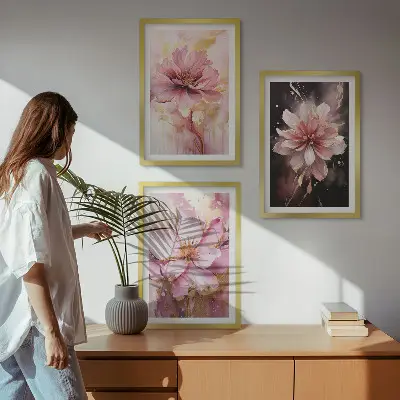 Composição de quadros moderna com arranjo de rosas brancas