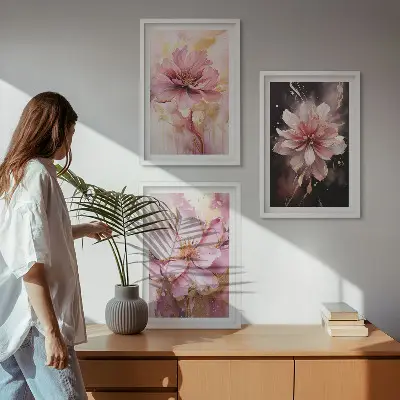 Composição de quadros moderna com arranjo de rosas brancas