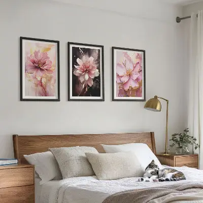 Composição de quadros moderna com arranjo de rosas brancas