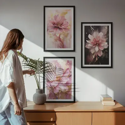 Composição de quadros moderna com arranjo de rosas brancas