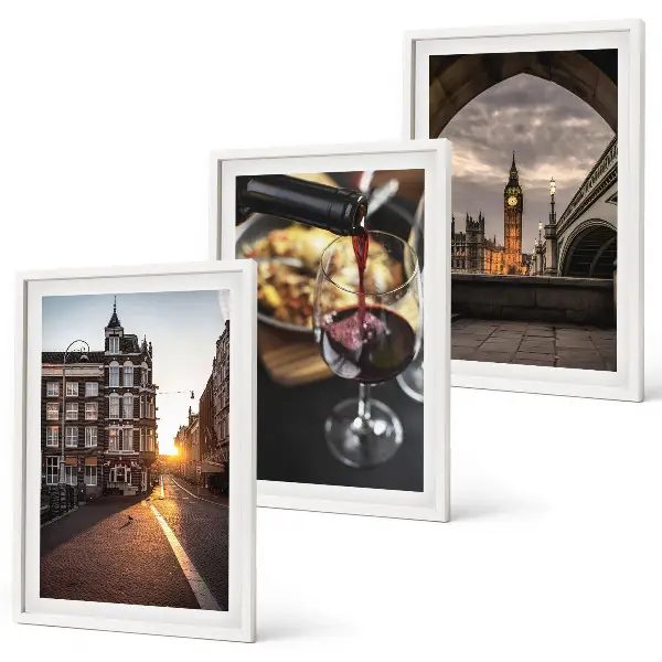 Conjunto de quadros para sala de estar com imagens de comida urbana de Londres