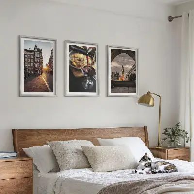 Conjunto de quadros para sala de estar com imagens de comida urbana de Londres