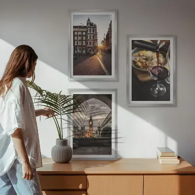 Conjunto de quadros para sala de estar com imagens de comida urbana de Londres