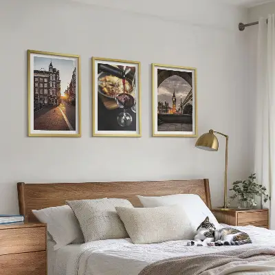 Conjunto de quadros para sala de estar com imagens de comida urbana de Londres