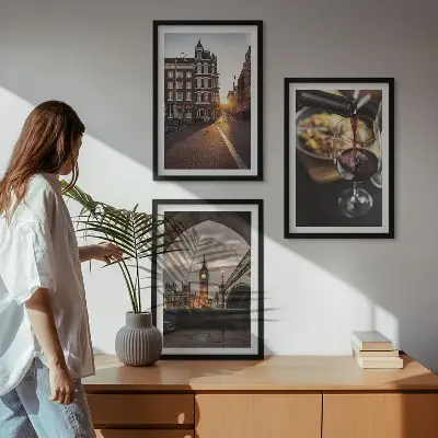Conjunto de quadros para sala de estar com imagens de comida urbana de Londres