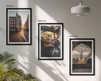Conjunto de quadros para sala de estar com imagens de comida urbana de Londres