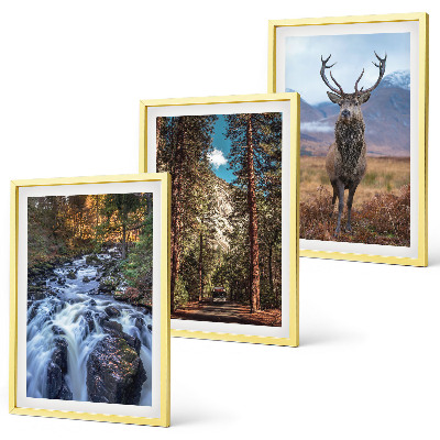 Composição de quadros moderna Cachoeira floresta montanhas veado natureza