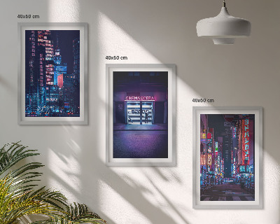Conjunto de quadros para sala de estar Entrada de néon da cidade noturna