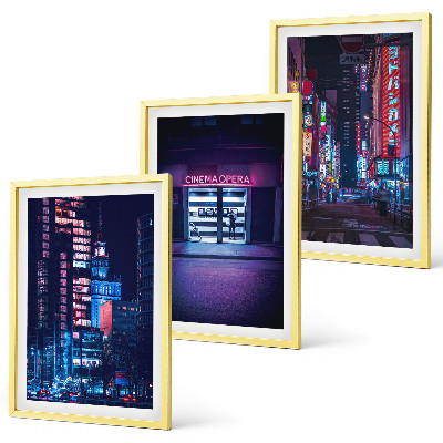 Conjunto de quadros para sala de estar Entrada de néon da cidade noturna