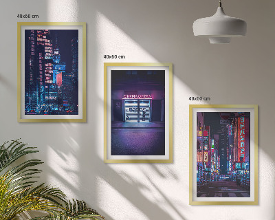 Conjunto de quadros para sala de estar Entrada de néon da cidade noturna