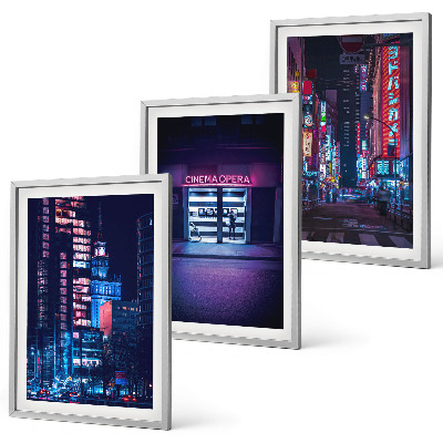 Conjunto de quadros para sala de estar Entrada de néon da cidade noturna