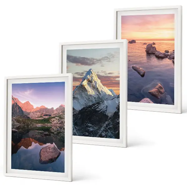 Conjunto de quadros modernos paisagens de montanhas ao fundo