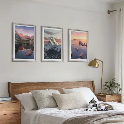 Conjunto de quadros modernos paisagens de montanhas ao fundo
