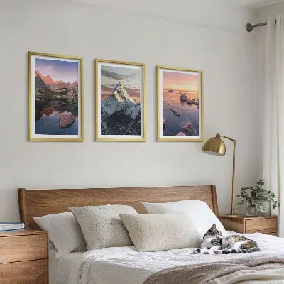 Conjunto de quadros modernos paisagens de montanhas ao fundo