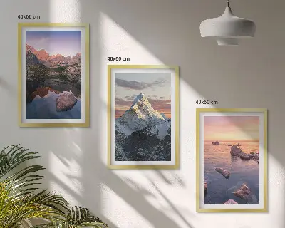 Conjunto de quadros modernos paisagens de montanhas ao fundo