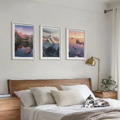 Conjunto de quadros modernos paisagens de montanhas ao fundo
