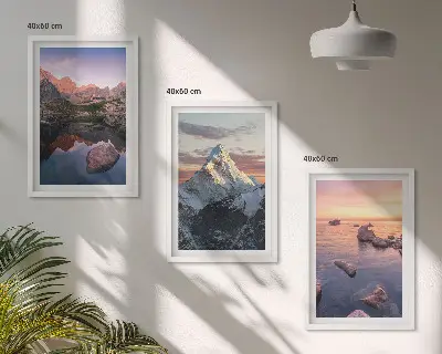 Conjunto de quadros modernos paisagens de montanhas ao fundo