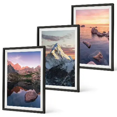 Conjunto de quadros modernos paisagens de montanhas ao fundo
