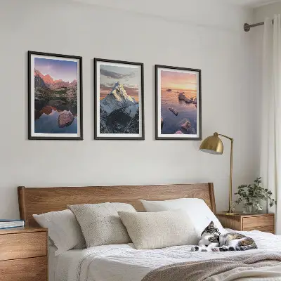 Conjunto de quadros modernos paisagens de montanhas ao fundo