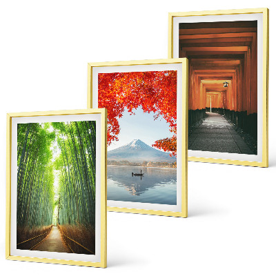 Conjunto de quadros para sala de estar Paisagem da Floresta de Bambu Fuji
