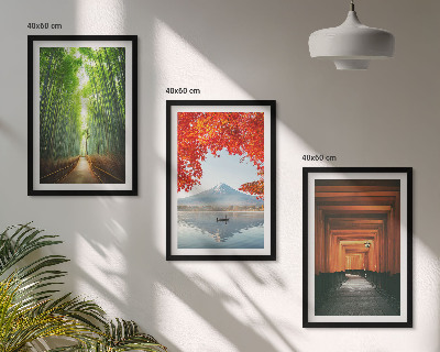 Conjunto de quadros para sala de estar Paisagem da Floresta de Bambu Fuji