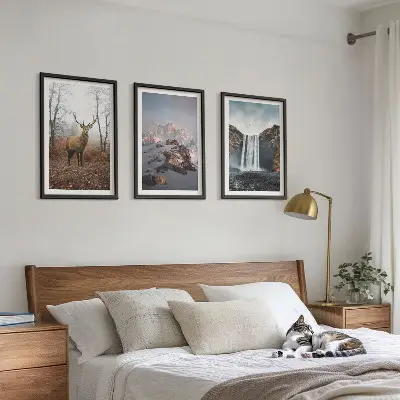 Conjunto de 3 quadros com moldura de paisagens montanhosas selvagens