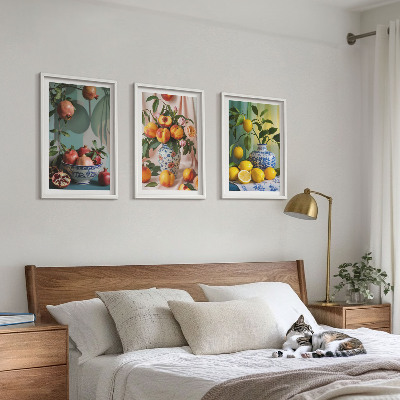 Conjunto de quadros para sala de estar Romãs, pêssegos, limões