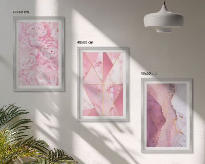 Composição de quadros moderna Peônias geométricas rosa