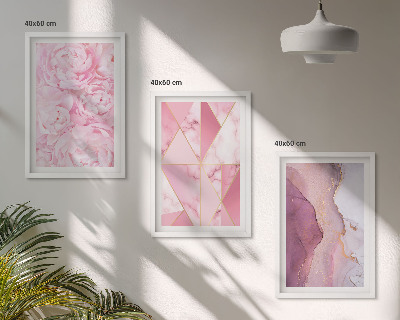 Composição de quadros moderna Peônias geométricas rosa