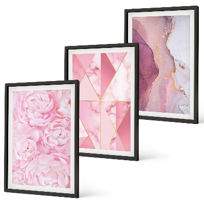 Composição de quadros moderna Peônias geométricas rosa