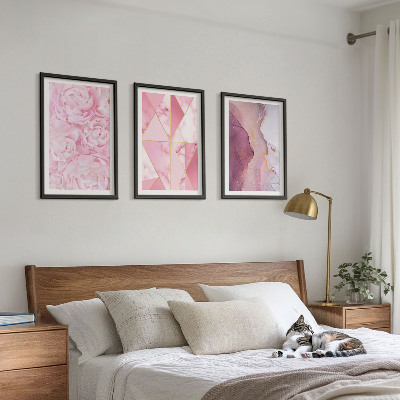 Composição de quadros moderna Peônias geométricas rosa