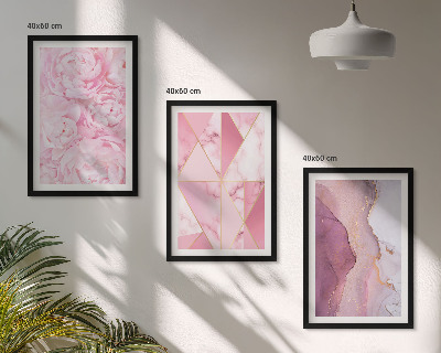 Composição de quadros moderna Peônias geométricas rosa