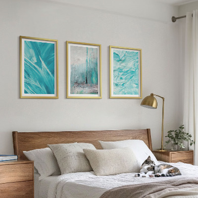 Conjunto de quadros para sala de estar Padrões abstratos em tons de azul