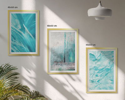 Conjunto de quadros para sala de estar Padrões abstratos em tons de azul