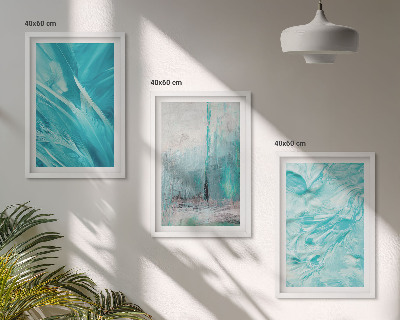Conjunto de quadros para sala de estar Padrões abstratos em tons de azul