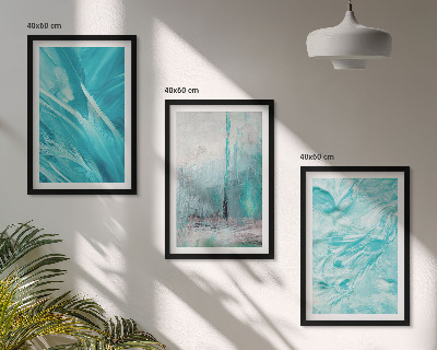 Conjunto de quadros para sala de estar Padrões abstratos em tons de azul