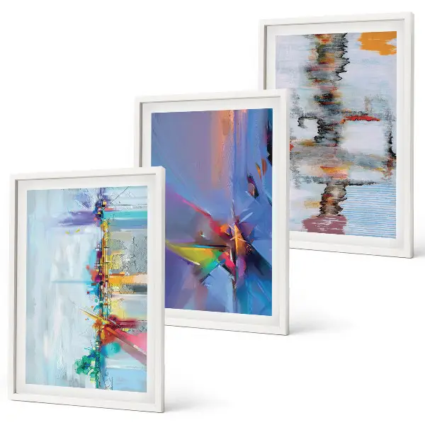 Composição de quadros modernos com pinturas abstratas