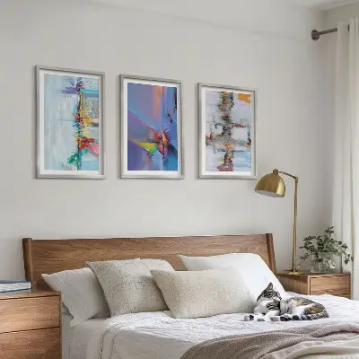 Composição de quadros modernos com pinturas abstratas