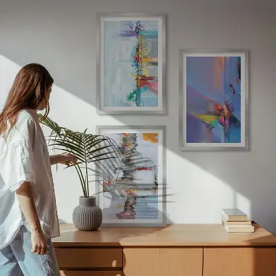 Composição de quadros modernos com pinturas abstratas
