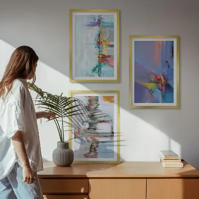 Composição de quadros modernos com pinturas abstratas