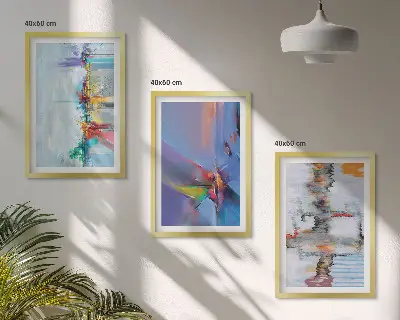 Composição de quadros modernos com pinturas abstratas