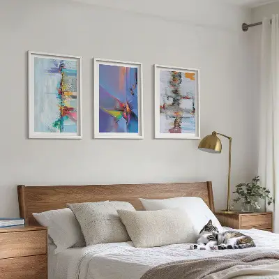 Composição de quadros modernos com pinturas abstratas