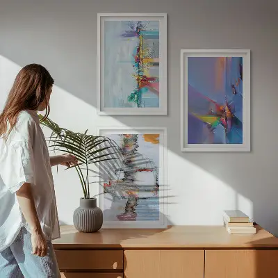 Composição de quadros modernos com pinturas abstratas