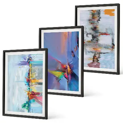 Composição de quadros modernos com pinturas abstratas