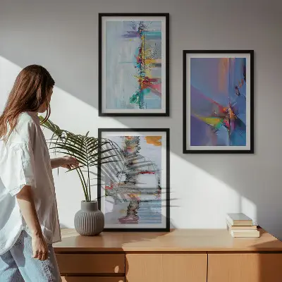 Composição de quadros modernos com pinturas abstratas