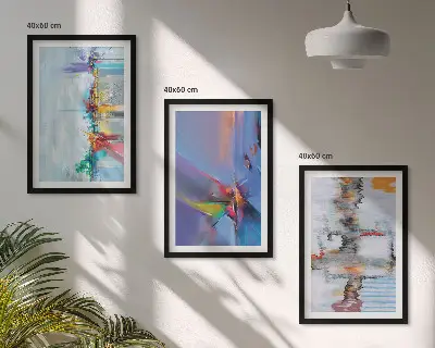 Composição de quadros modernos com pinturas abstratas