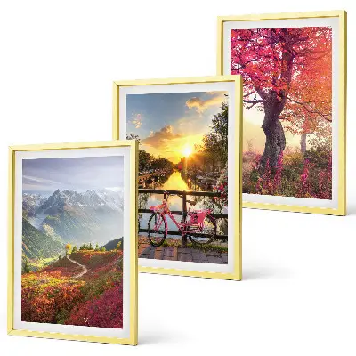 Conjunto de quadros para sala de estar com paisagens de montanha vistas de bicicleta