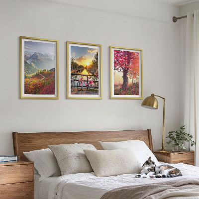 Conjunto de quadros para sala de estar Paisagens de montanha vistas de bicicleta