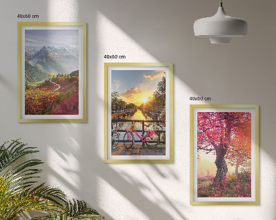 Conjunto de quadros para sala de estar Paisagens de montanha vistas de bicicleta